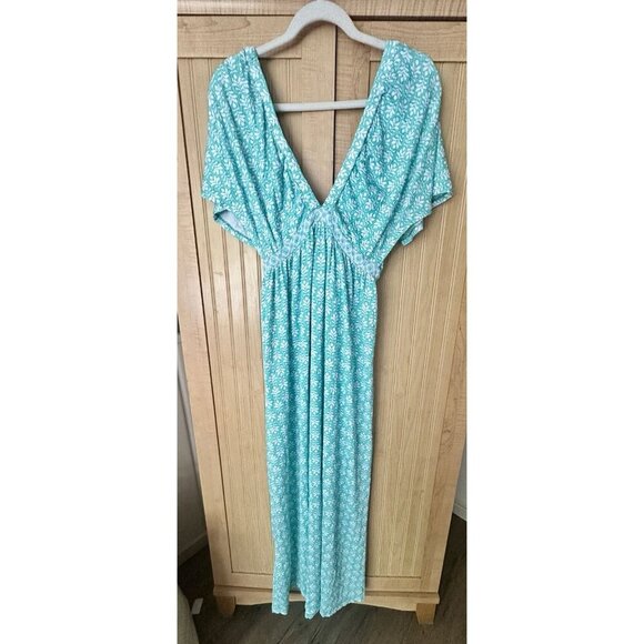 NWT Cabana Life Womens SMALL Flutter Sleeve Maxi Dress Green UPF 50+ $150 *READ* - Picture 6 of 7